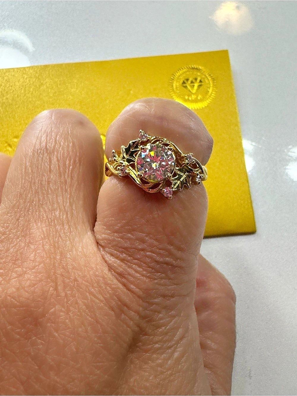 GRA CR7581 Moissanite Ring Gold-tone Size 8 NWT